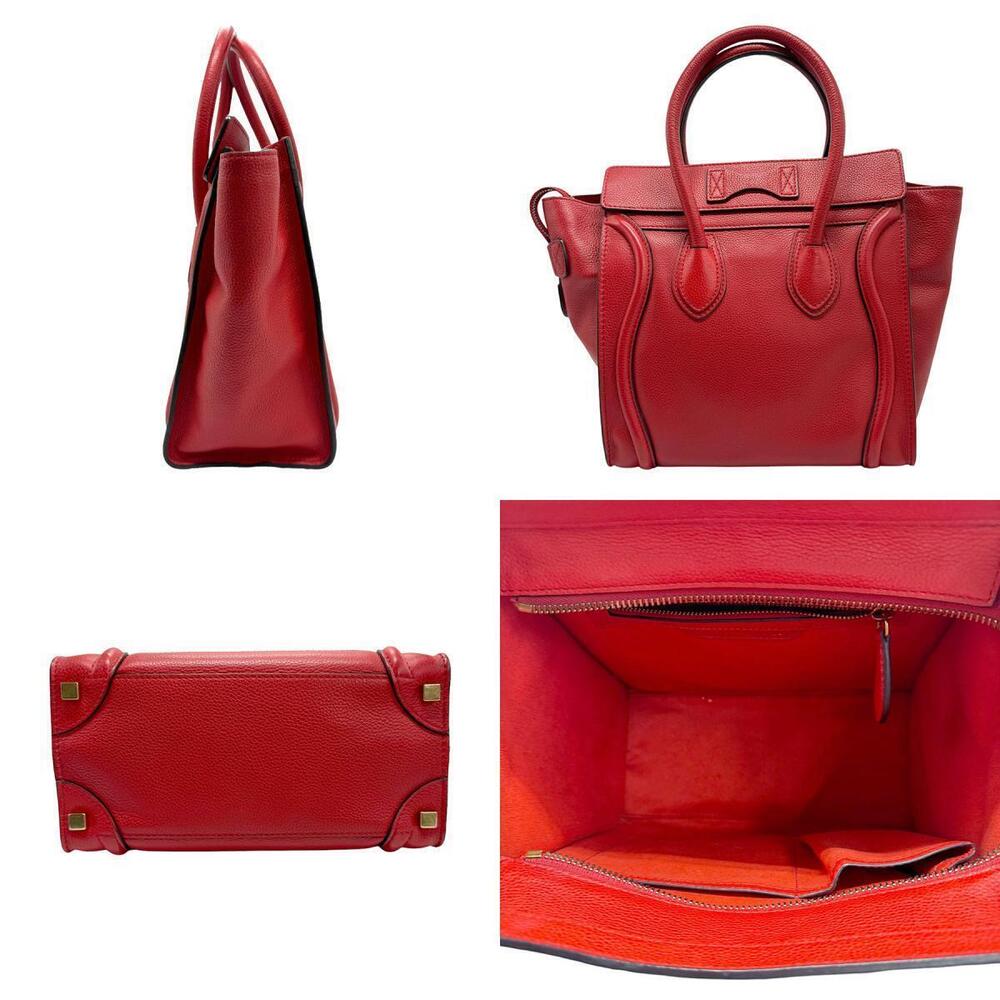 Celine Red Handbag Leather Shopper Luggage Red